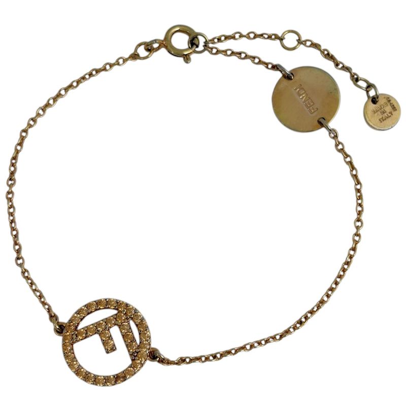 Fendi F's Rhinestone Bracelet Logo Gold Plated