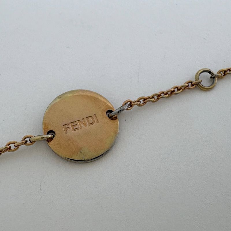Fendi F's Rhinestone Bracelet Logo Gold Plated