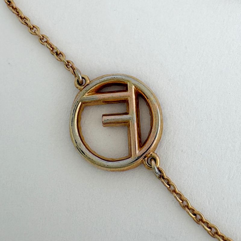 Fendi F's Rhinestone Bracelet Logo Gold Plated
