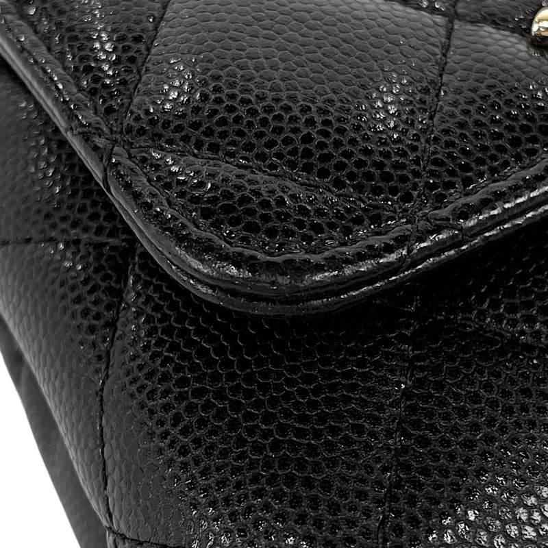 Chanel CC Logo Chain Shoulder Bag Mini Quilted Caviar Leather