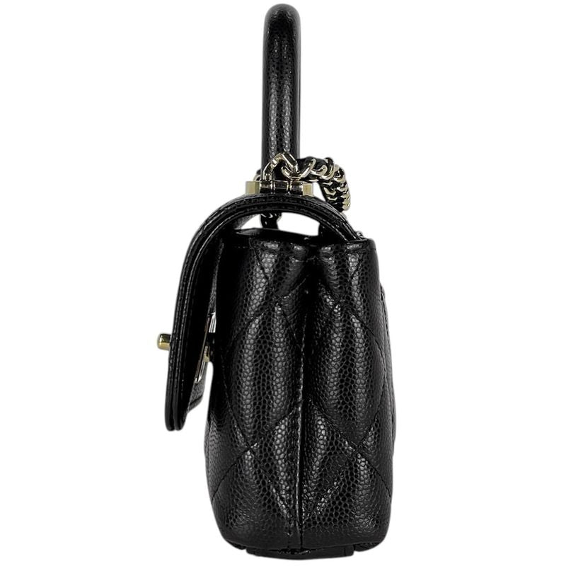 Chanel CC Logo Chain Shoulder Bag Mini Quilted Caviar Leather
