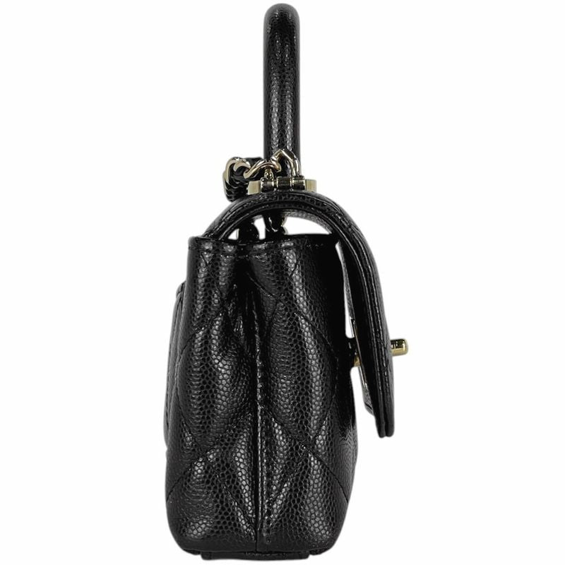 Chanel CC Logo Chain Shoulder Bag Mini Quilted Caviar Leather