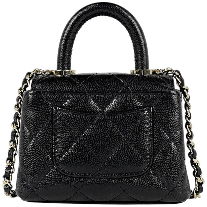 Chanel CC Logo Chain Shoulder Bag Mini Quilted Caviar Leather