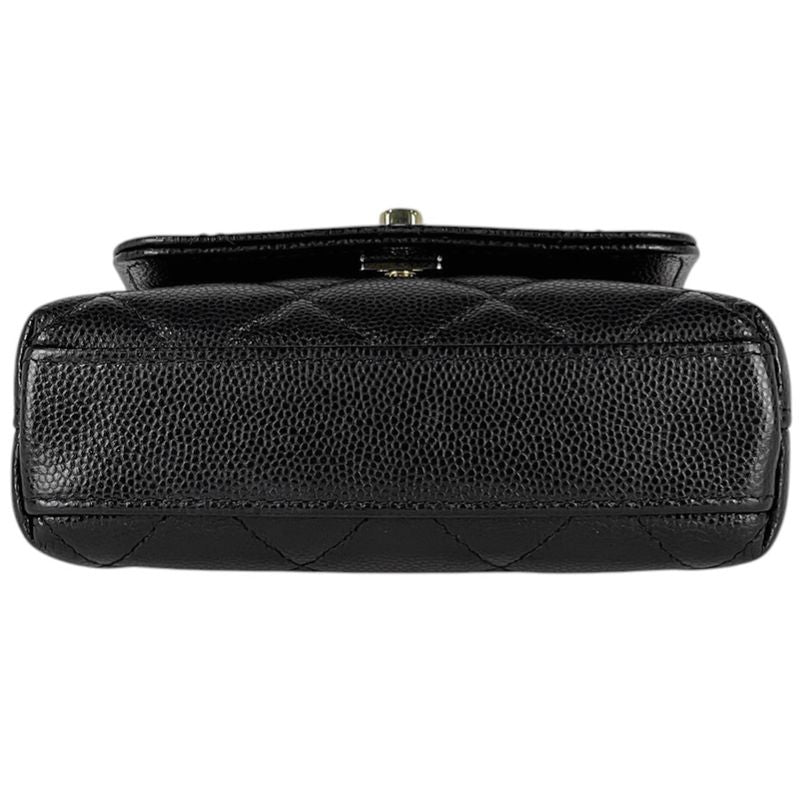 Chanel CC Logo Chain Shoulder Bag Mini Quilted Caviar Leather