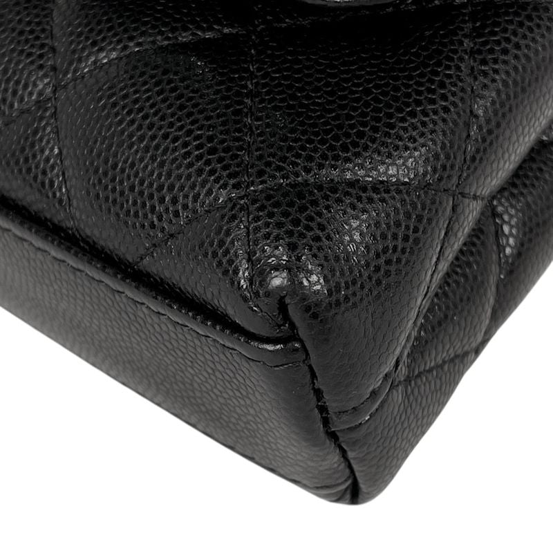 Chanel CC Logo Chain Shoulder Bag Mini Quilted Caviar Leather