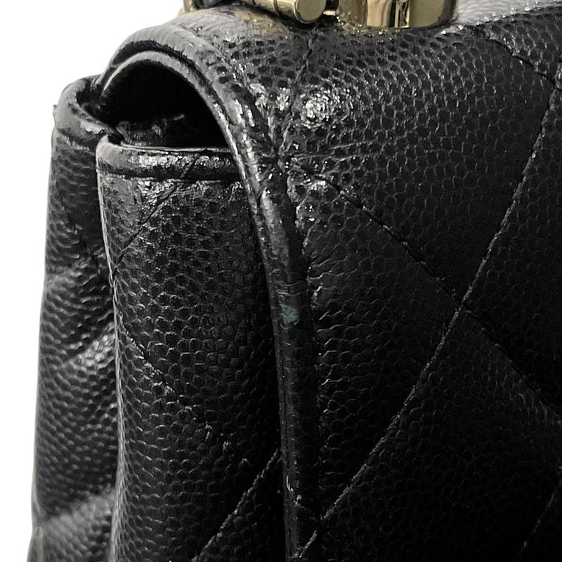 Chanel CC Logo Chain Shoulder Bag Mini Quilted Caviar Leather