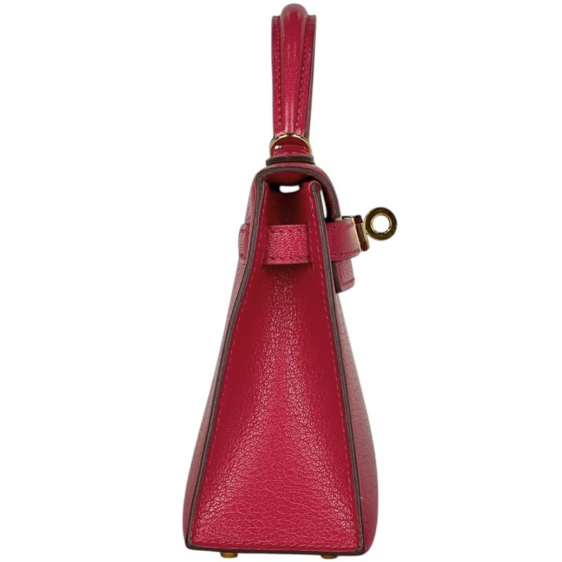 Hermes Kelly 20 2-Way Shoulder Bag Sellier Mini 2 Chevre Rose Extreme