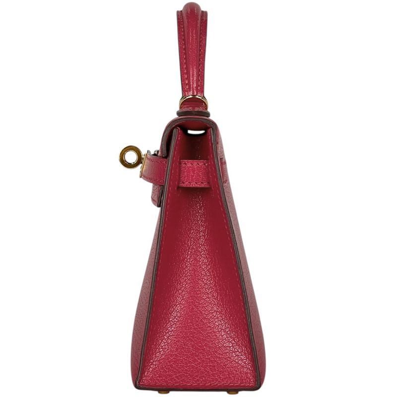 Hermes Kelly 20 2-Way Shoulder Bag Sellier Mini 2 Chevre Rose Extreme