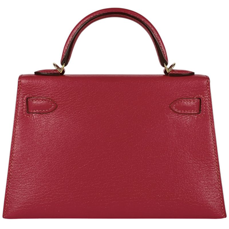 Hermes Kelly 20 2-Way Shoulder Bag Sellier Mini 2 Chevre Rose Extreme