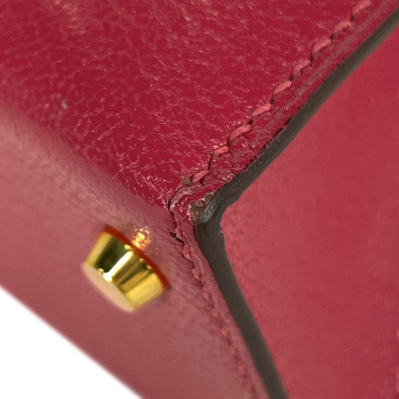 Hermes Kelly 20 2-Way Shoulder Bag Sellier Mini 2 Chevre Rose Extreme