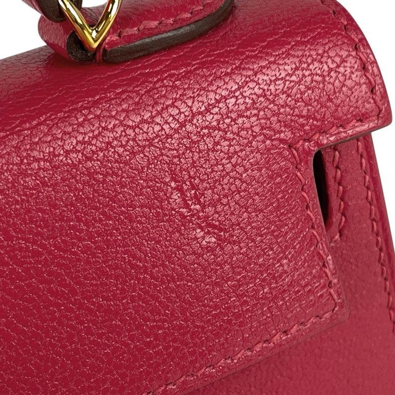 Hermes Kelly 20 2-Way Shoulder Bag Sellier Mini 2 Chevre Rose Extreme