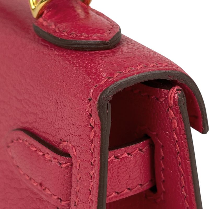 Hermes Kelly 20 2-Way Shoulder Bag Sellier Mini 2 Chevre Rose Extreme