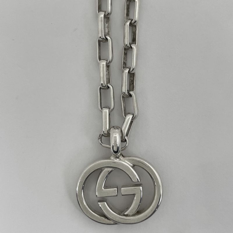 Gucci Interlocking Necklace Pendant Silver