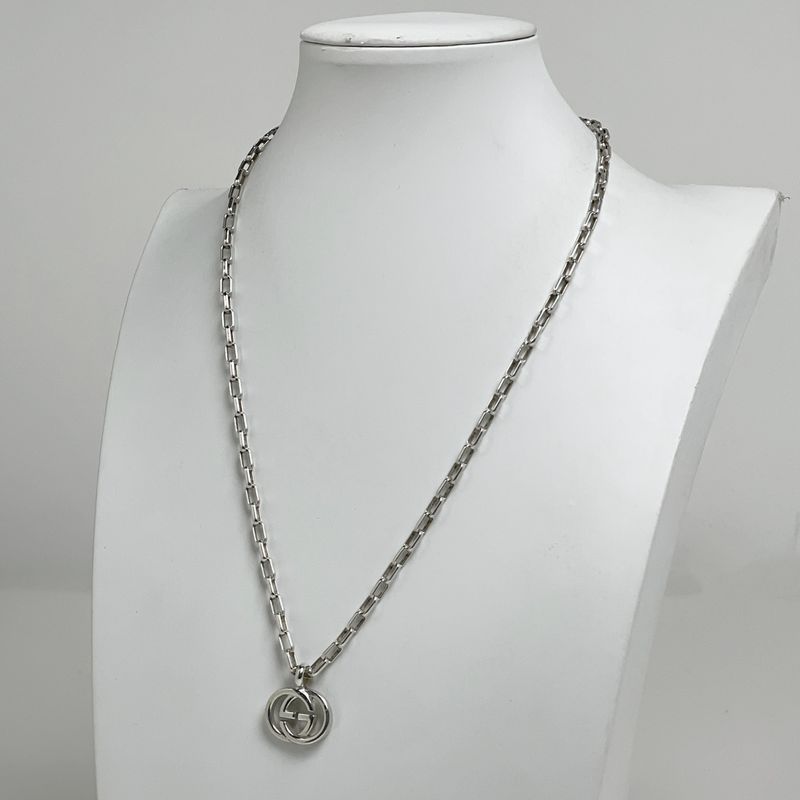 Gucci Interlocking Necklace Pendant Silver
