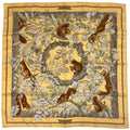 Hermes Carre 90 Casse Noisette Nutcracker Squirrel Pattern Nut Scarf Silk Yellow Multicolor