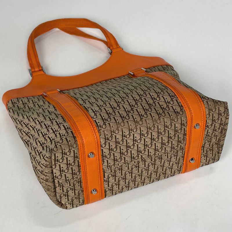 Dior Street Chic Handbag Trotter Pattern Canvas Orange Brown