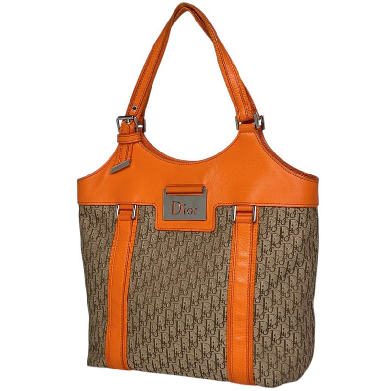 Dior Street Chic Handbag Trotter Pattern Canvas Orange Brown