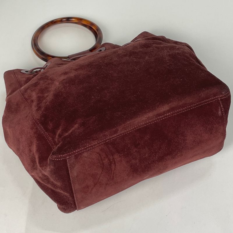 Chanel CC Logo Plastic Handle Handbag Demi Pattern Bordeaux