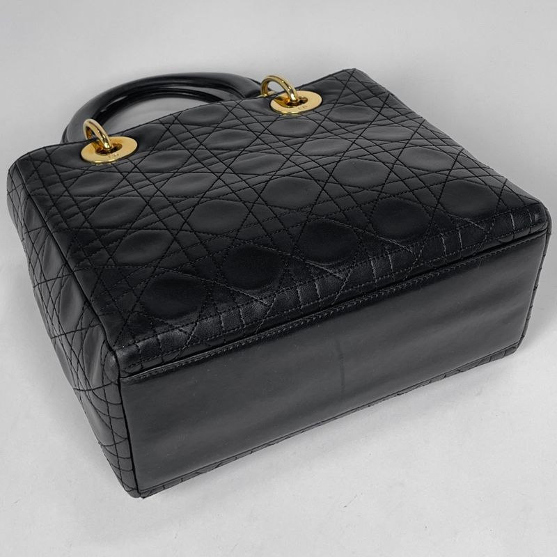 Dior 2-Way Shoulder Bag Cannage Leather Black