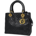 Dior 2-Way Shoulder Bag Cannage Leather Black