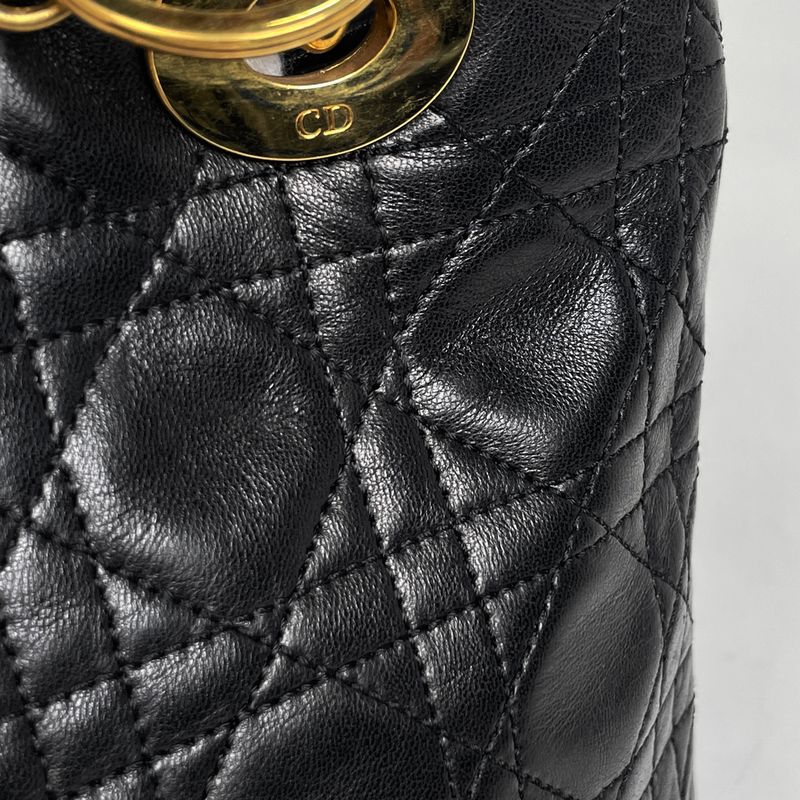 Dior 2-Way Shoulder Bag Cannage Leather Black
