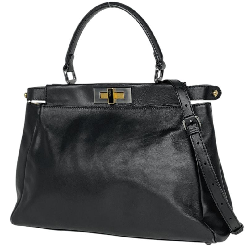 Fendi Peekaboo 2-Way Shoulder Bag Leather Black