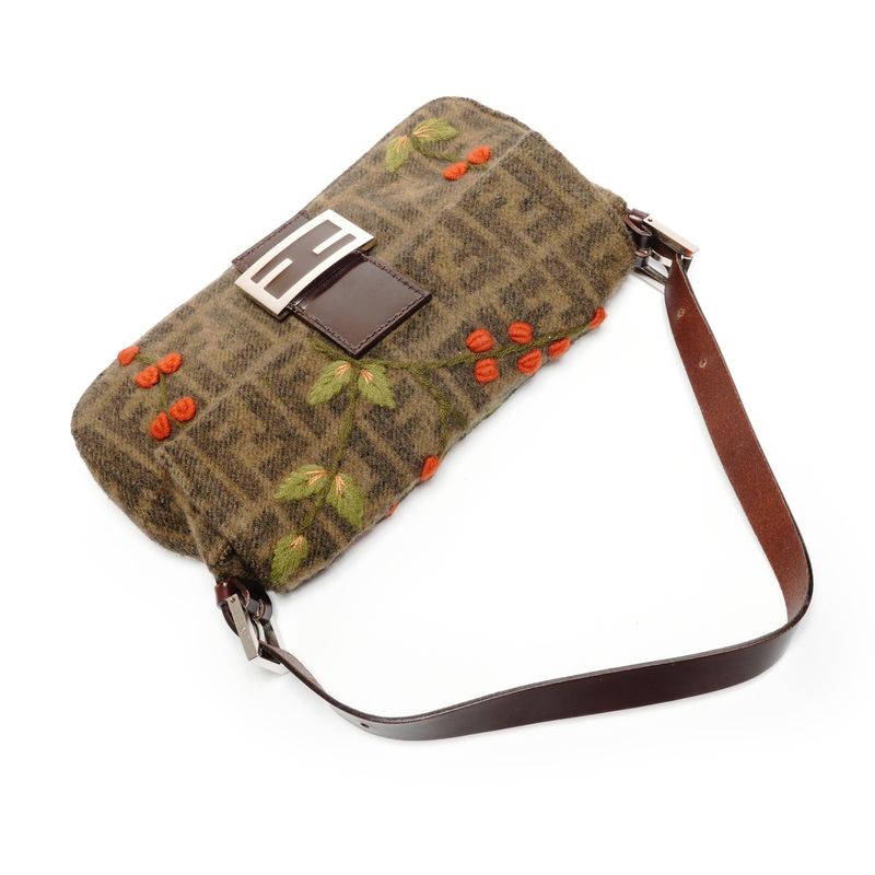 Fendi Shoulder Bag Zucca Wool Mamma Baguette