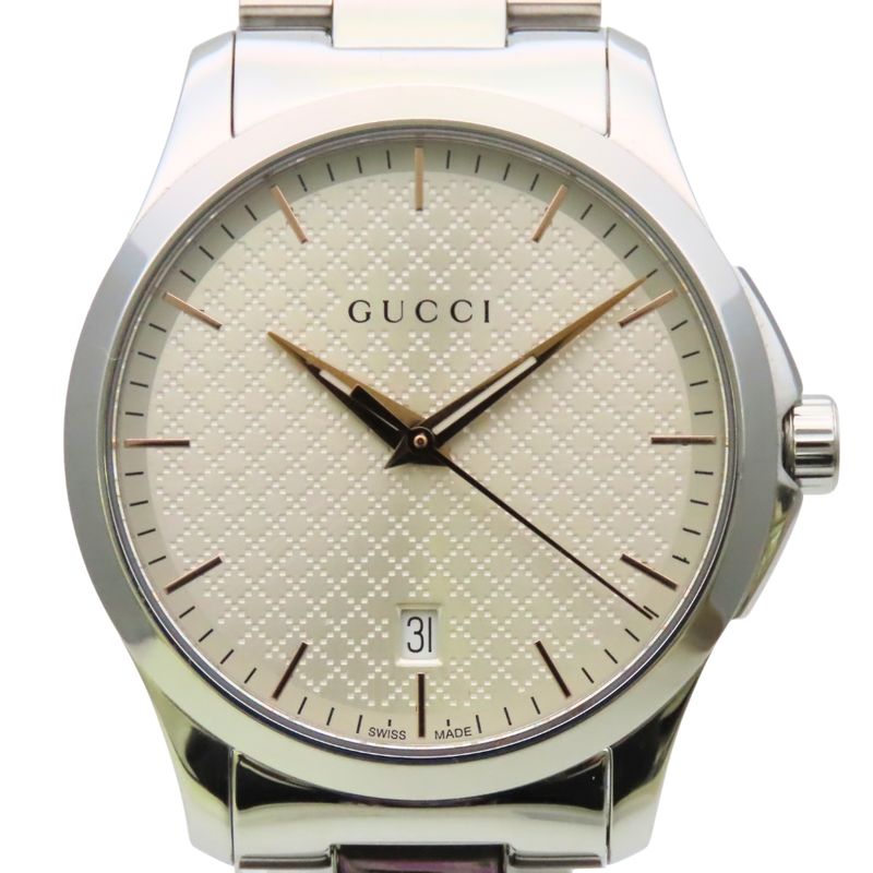 Gucci Watch Timeless 126.4 Stainless Steel Silver Dial Diamante