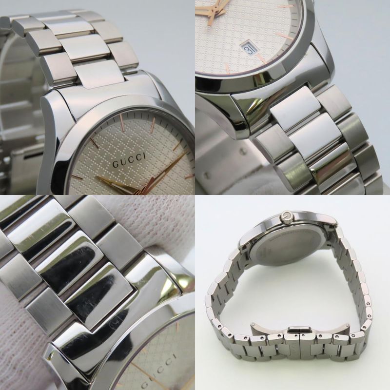 Gucci Watch Timeless 126.4 Stainless Steel Silver Dial Diamante