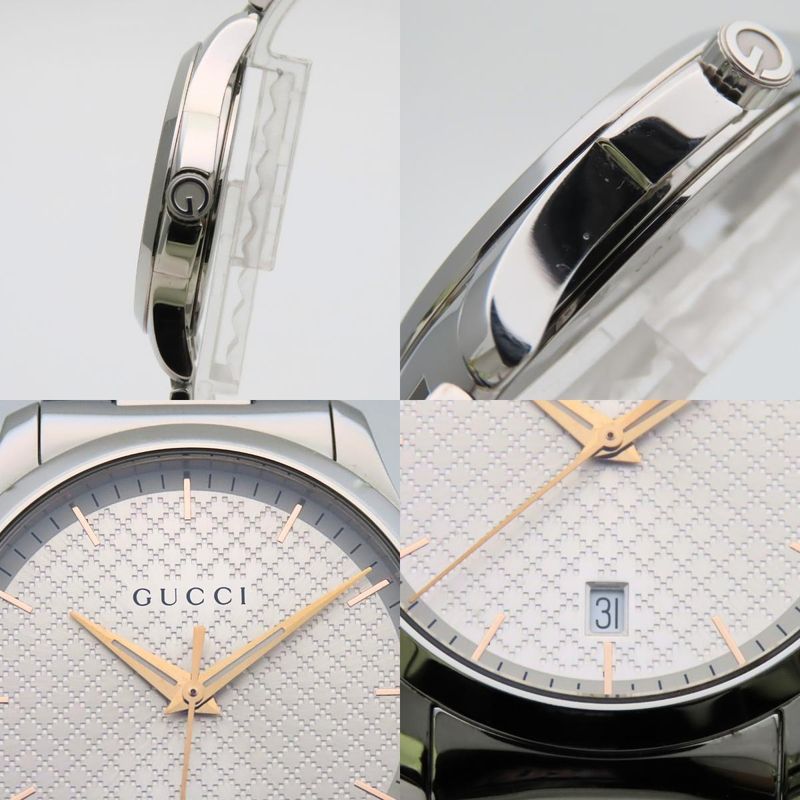 Gucci Watch Timeless 126.4 Stainless Steel Silver Dial Diamante
