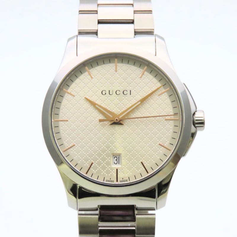 Gucci Watch Timeless 126.4 Stainless Steel Silver Dial Diamante