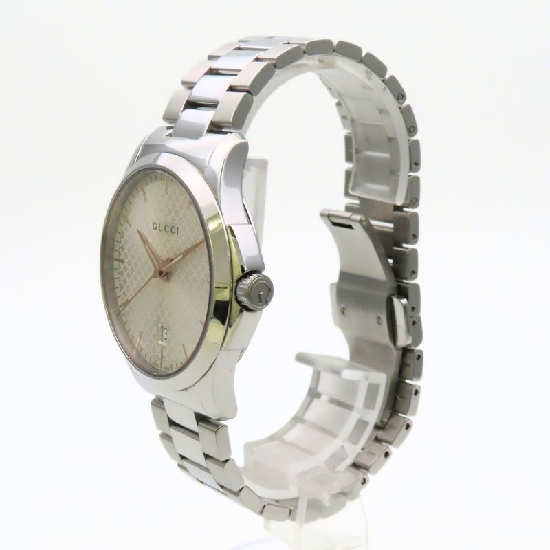 Gucci Watch Timeless 126.4 Stainless Steel Silver Dial Diamante