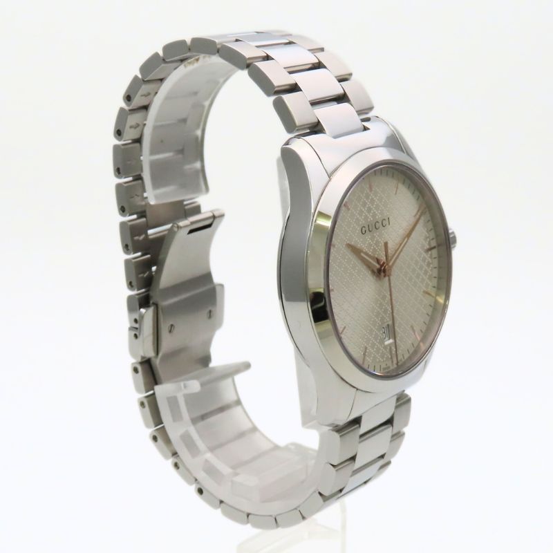 Gucci Watch Timeless 126.4 Stainless Steel Silver Dial Diamante
