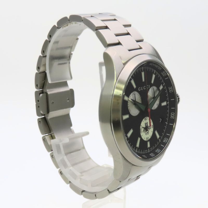 Gucci Watch Timeless Chronograph 126.2 Stainless Steel Silver Dial Black Bi