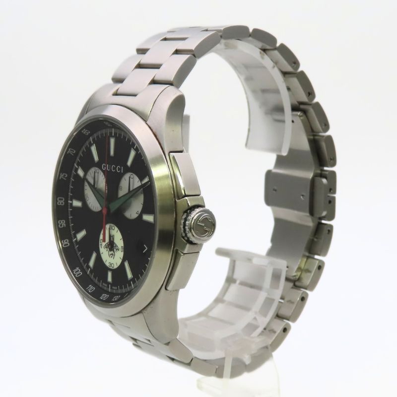 Gucci Watch Timeless Chronograph 126.2 Stainless Steel Silver Dial Black Bi