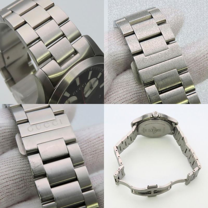Gucci Watch Timeless Chronograph 126.2 Stainless Steel Silver Dial Black Bi