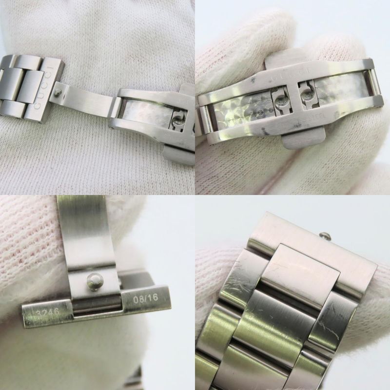 Gucci Watch Timeless Chronograph 126.2 Stainless Steel Silver Dial Black Bi