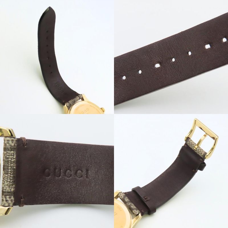 Gucci Watch Timeless Bee 126.4 Stainless Steel Gold Beige Brown Dial GG