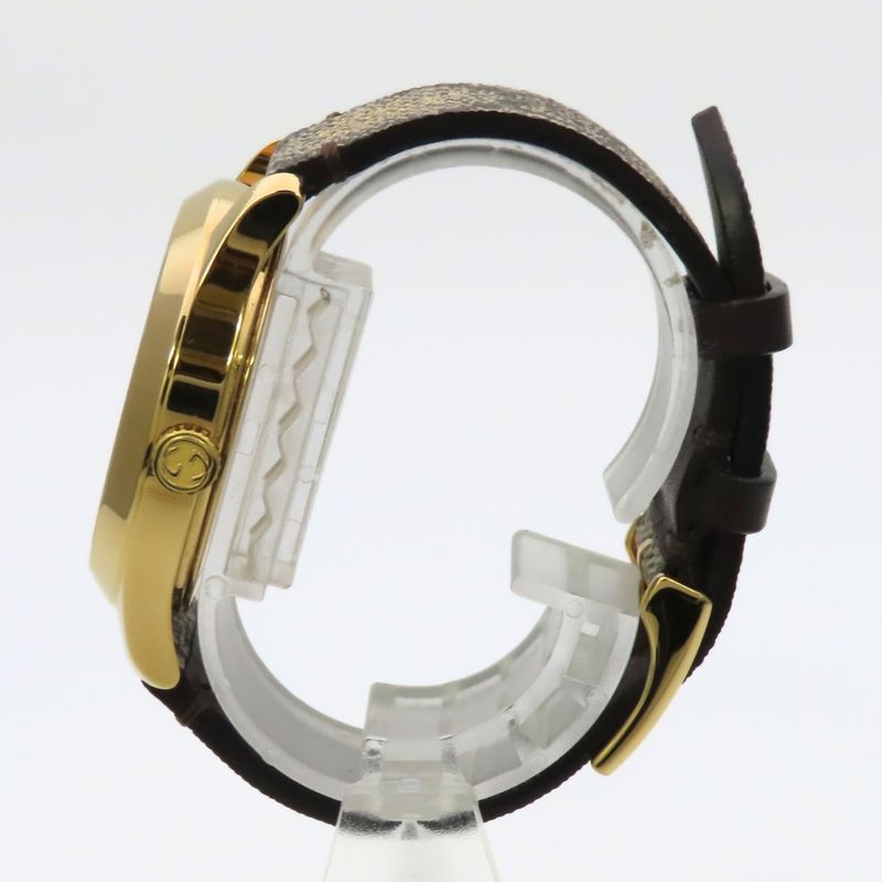 Gucci Watch Timeless Bee 126.4 Stainless Steel Gold Beige Brown Dial GG
