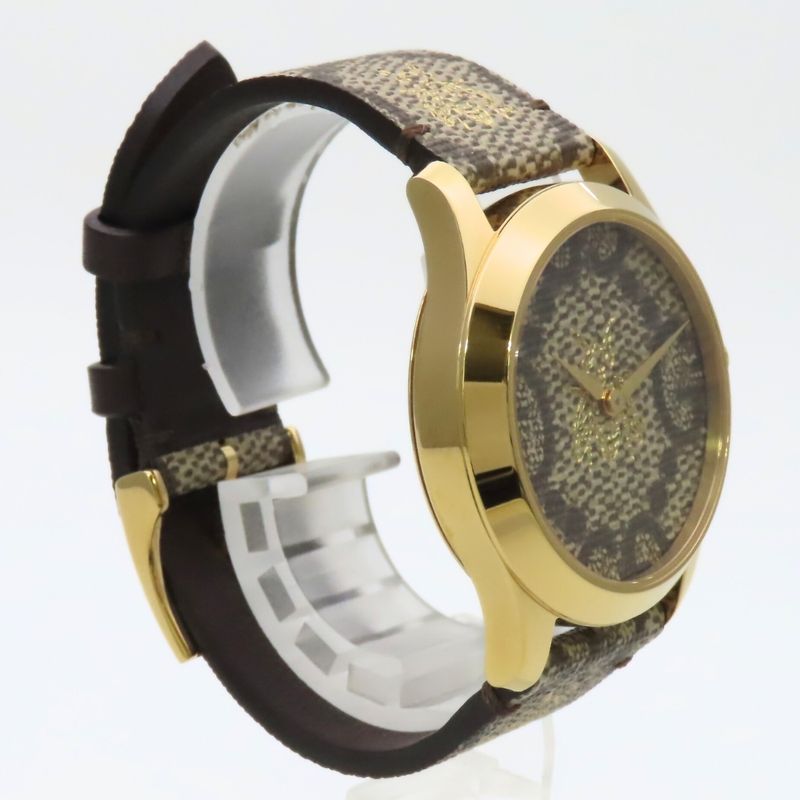 Gucci Watch Timeless Bee 126.4 Stainless Steel Gold Beige Brown Dial GG