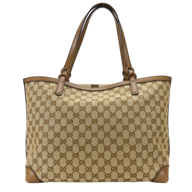 Gucci Tote GG Canvas Beige Camel Shoulder Bag Large Capacity Casual