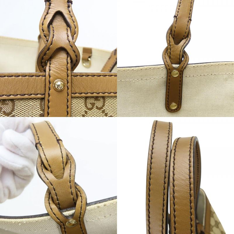 Gucci Tote GG Canvas Beige Camel Shoulder Bag Large Capacity Casual