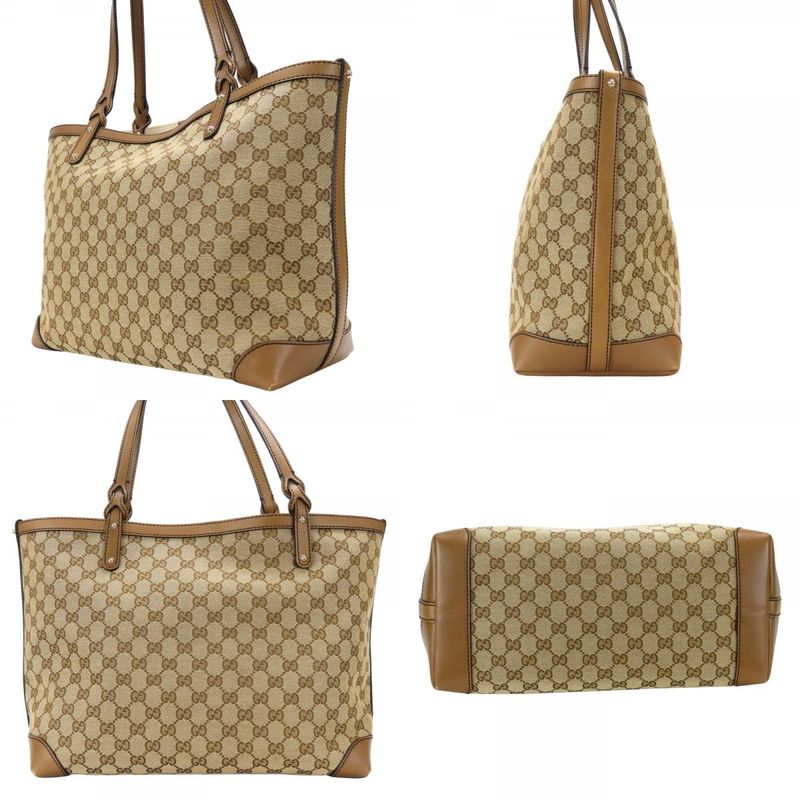Gucci Tote GG Canvas Beige Camel Shoulder Bag Large Capacity Casual