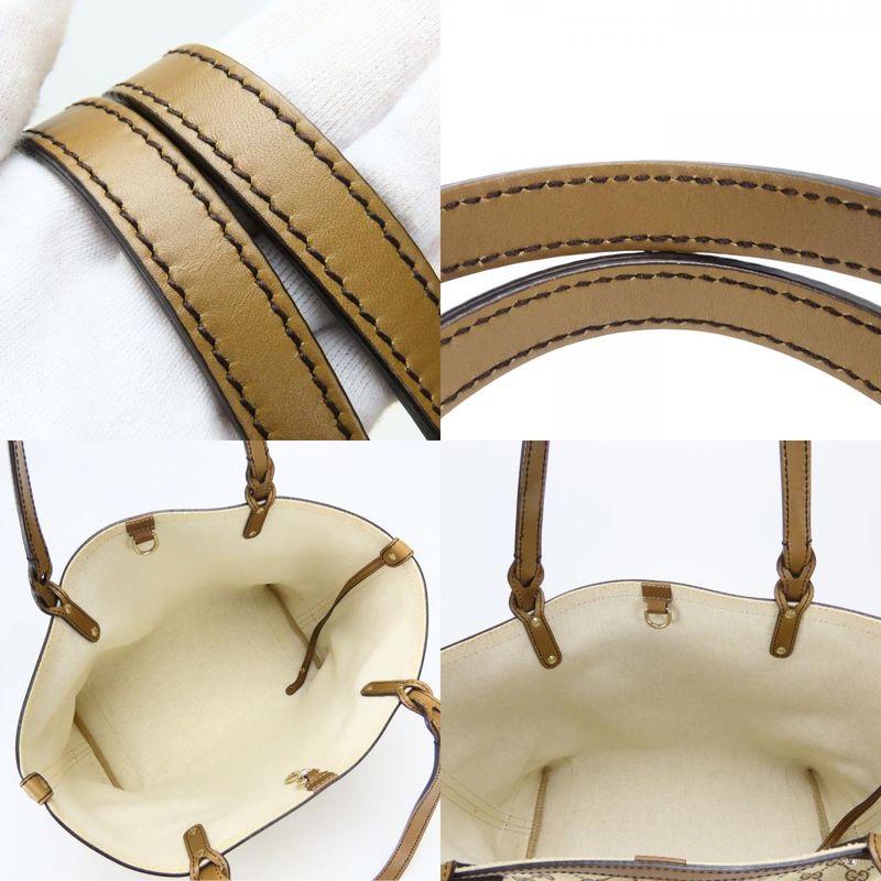 Gucci Tote GG Canvas Beige Camel Shoulder Bag Large Capacity Casual