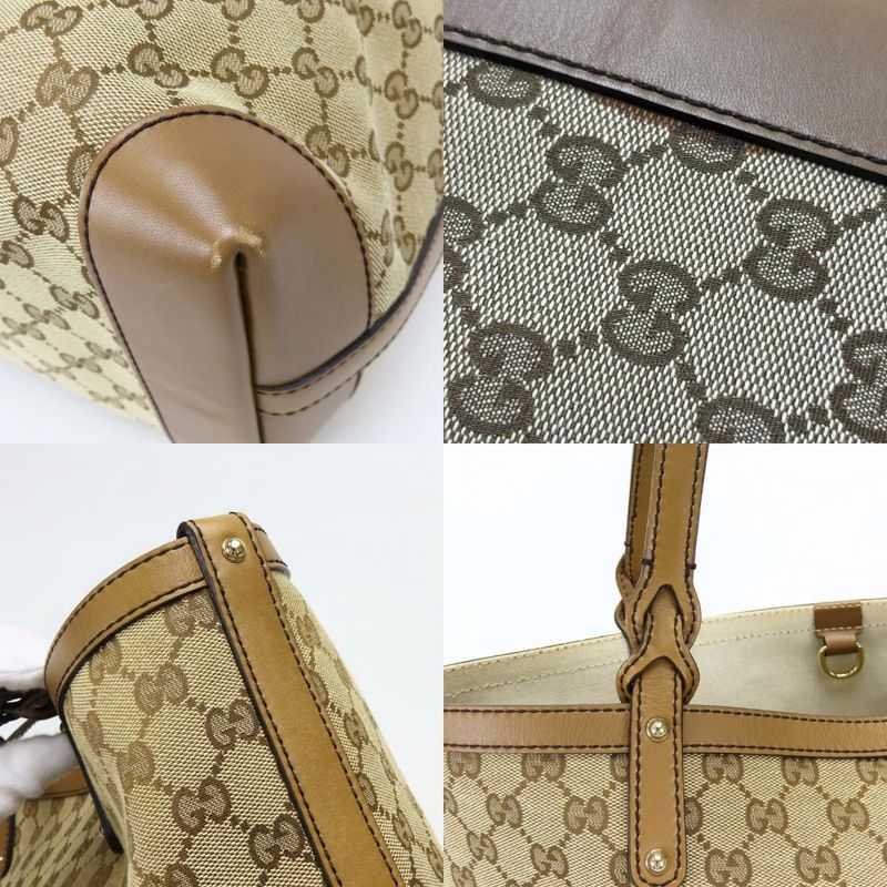 Gucci Tote GG Canvas Beige Camel Shoulder Bag Large Capacity Casual