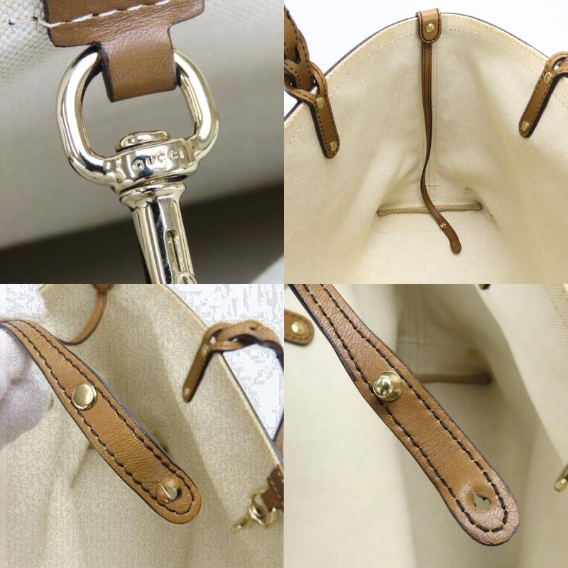 Gucci Tote GG Canvas Beige Camel Shoulder Bag Large Capacity Casual