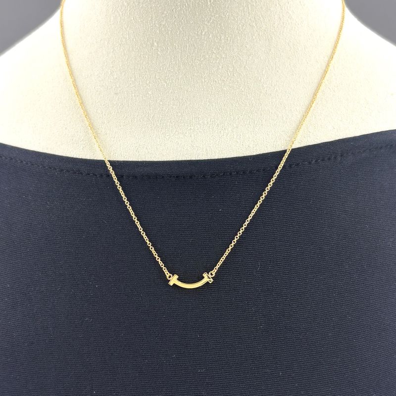 Tiffany & Co T Smile Mini Necklace YG Yellow Gold