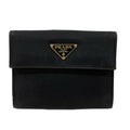 Prada Hook Wallet Black Gold Leather