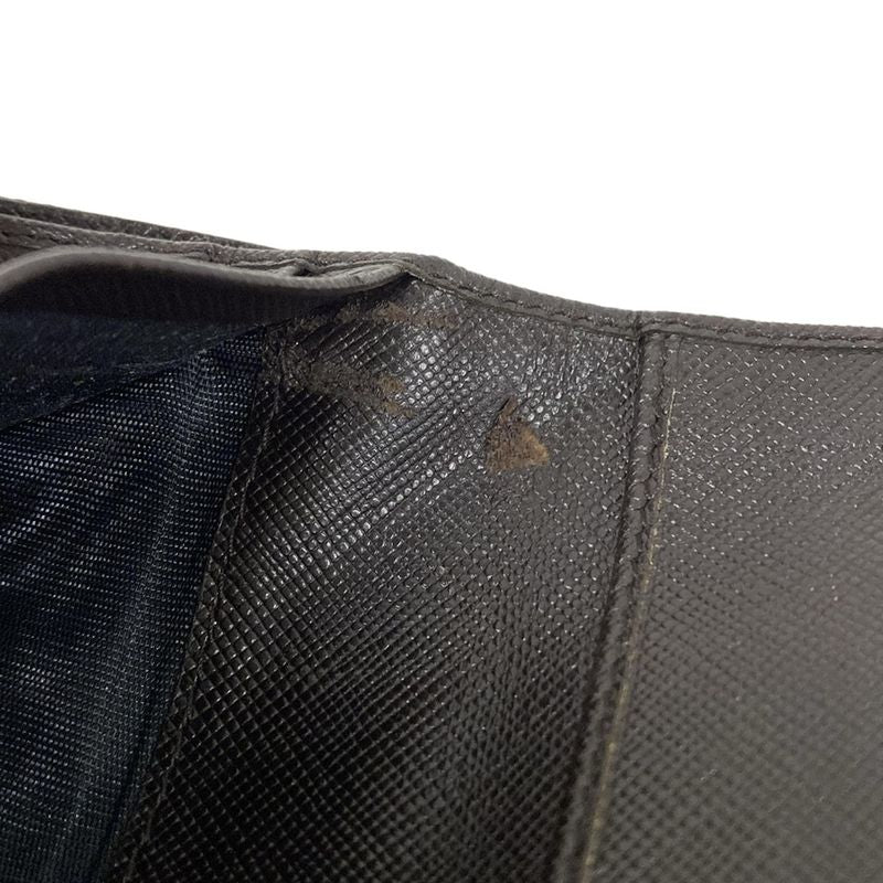 Prada Hook Wallet Black Gold Leather