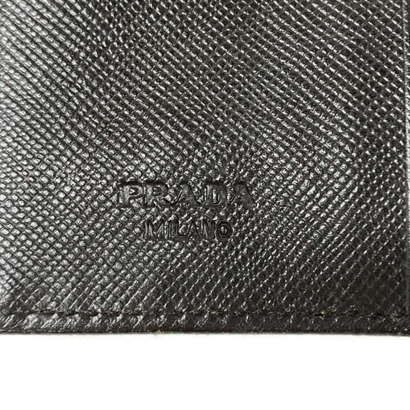 Prada Hook Wallet Black Gold Leather